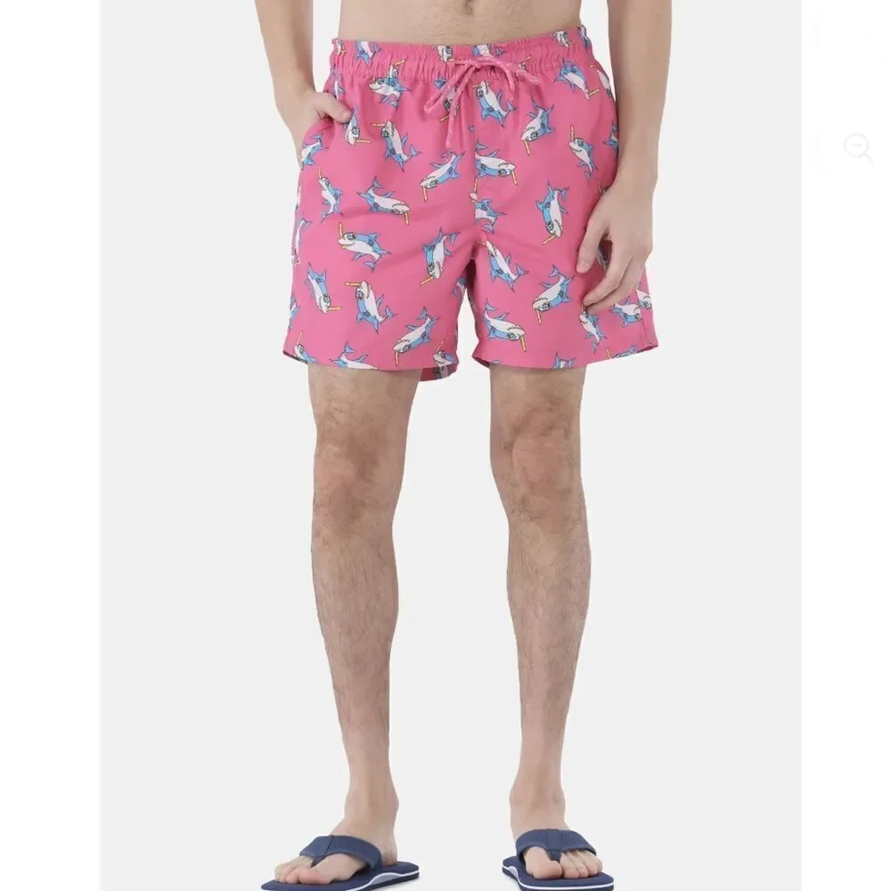 Men's Elastic Waist Swim Trunks Shorts 6